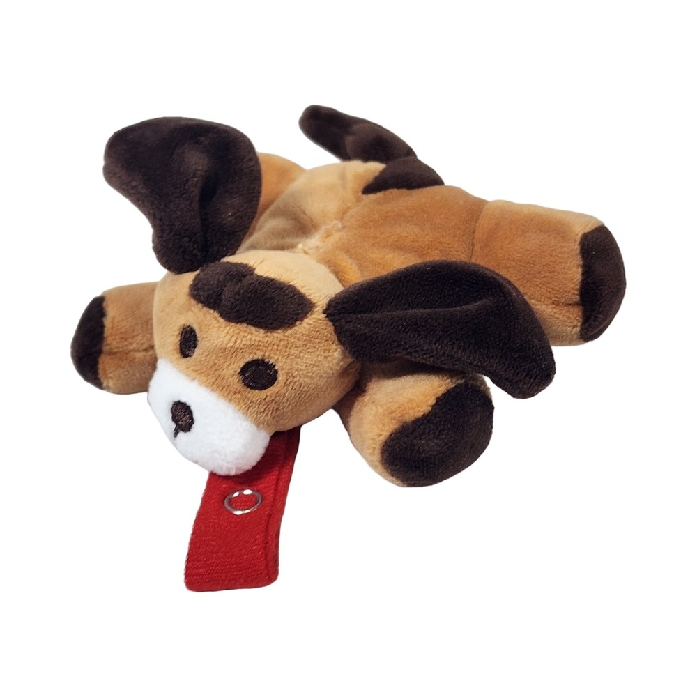 Le Bebe Favorite Puppy Dog Pacifier Holder Plush Brown Tan Spotted 5 Inch